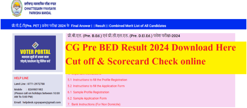 CG Pre-B.Ed Result 2024