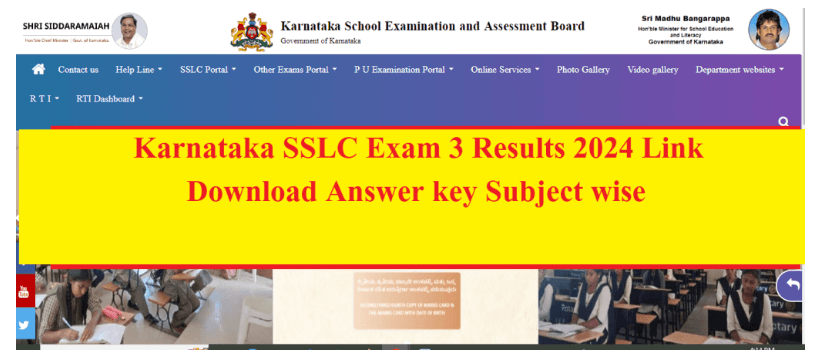 Karnataka SSLC Exam 3 Results 2024